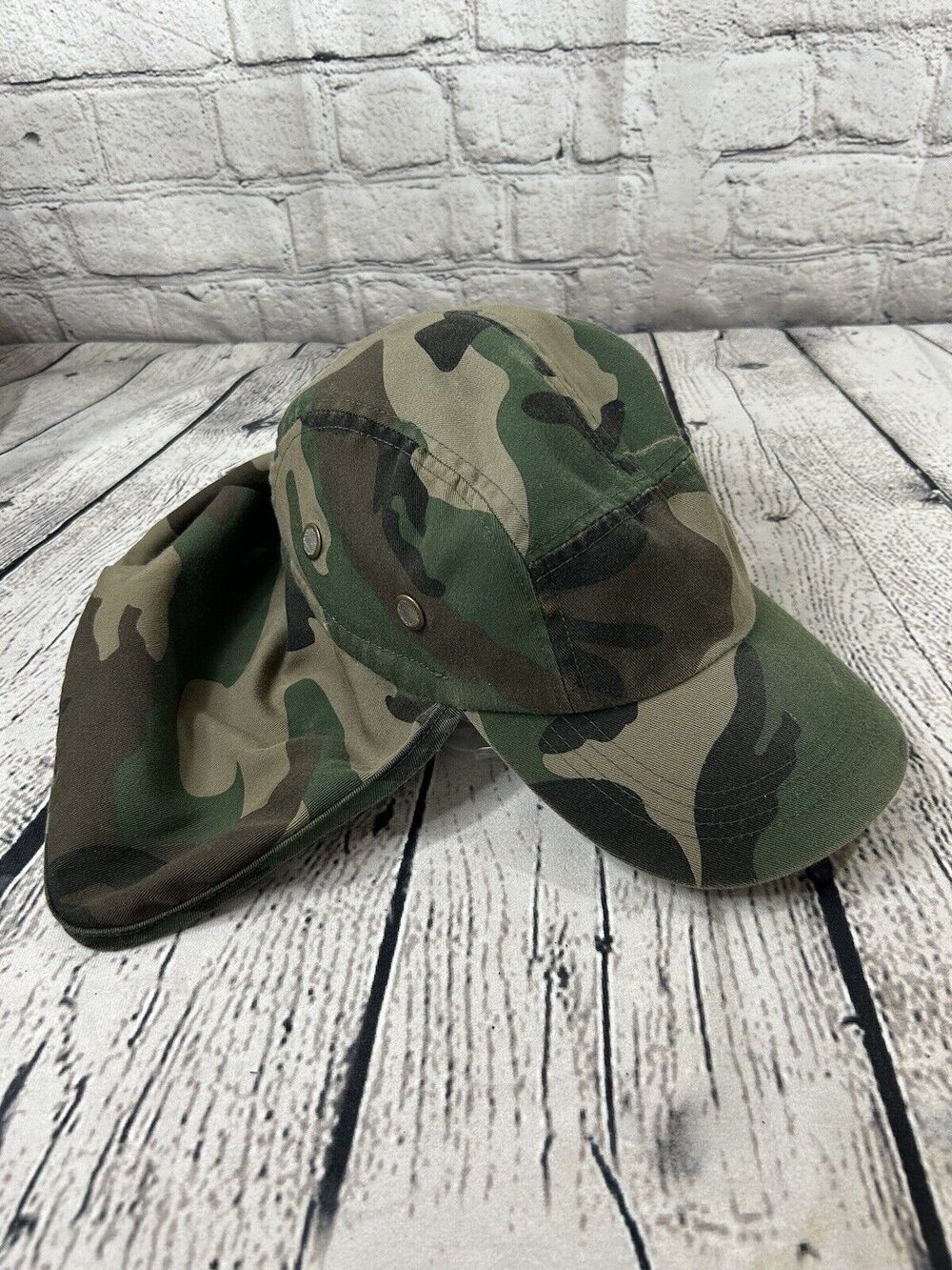 Camo Military Flap Cap Sun Protection Hat Outdoor Neck Cover Adjustable OSFM